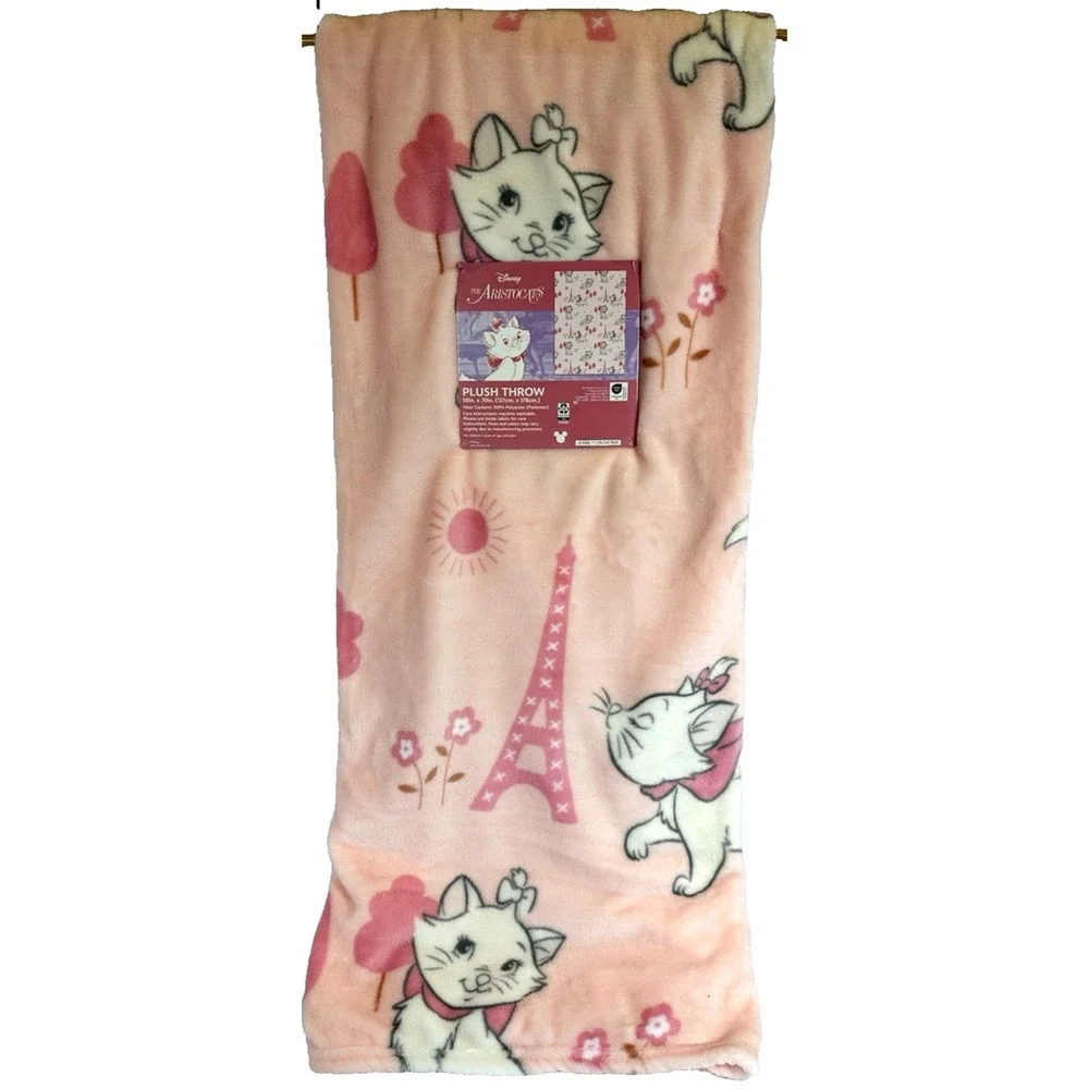 Disney Aristocats Marie Plush Throw Blanket Pink Paris 50x70 NWT